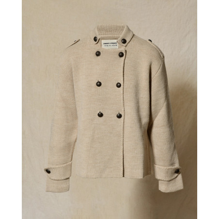 Veste en maille beige à double boutonnage Front Street