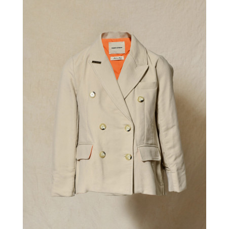 Veste blazer croisée bi-matière beige Front Street