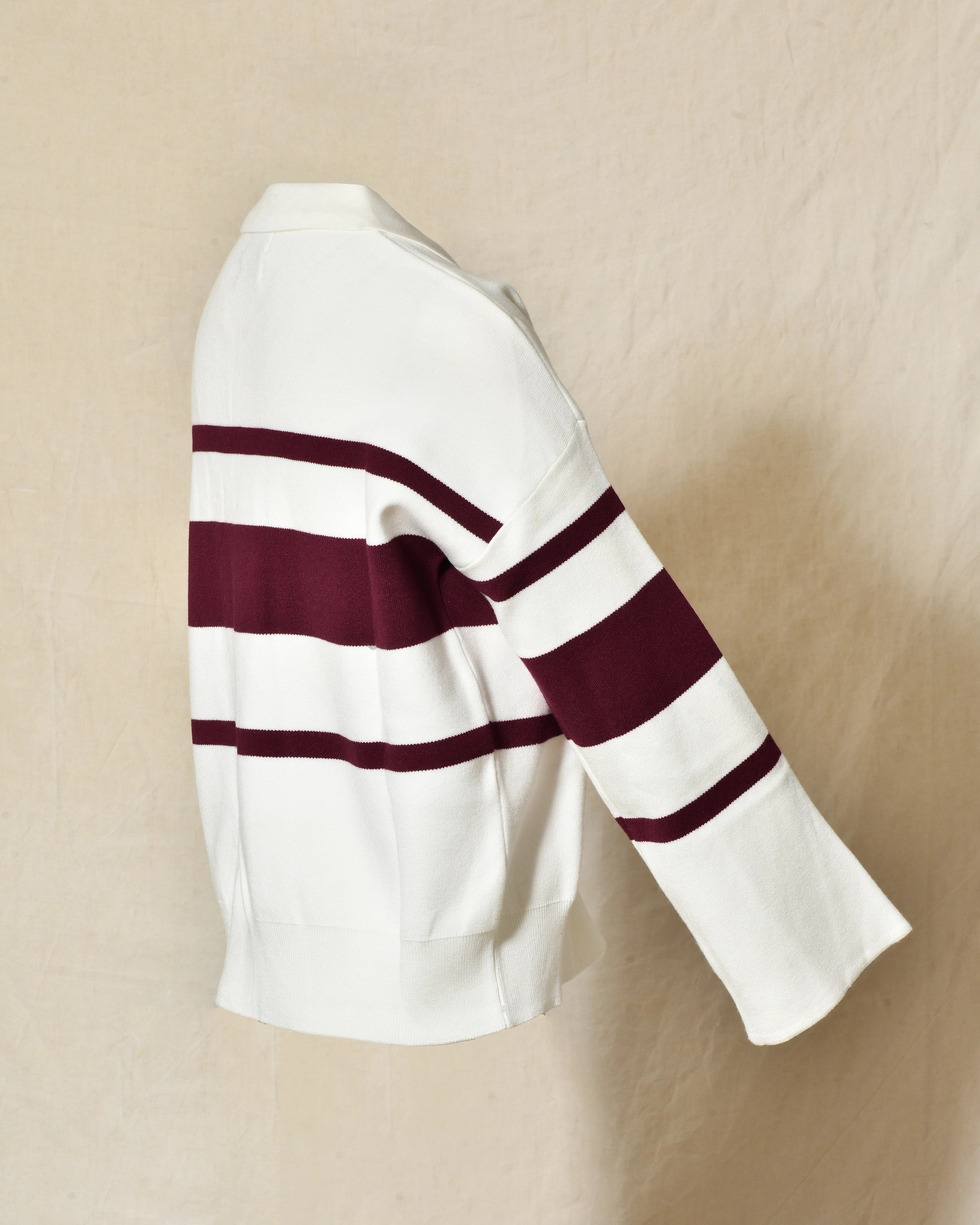 Pull en maille blanc à rayures bordeaux Front Street