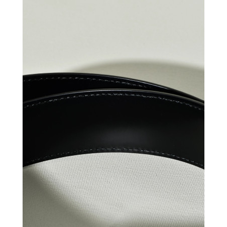 Ceinture en cuir lisse verni noir réglable Falorni