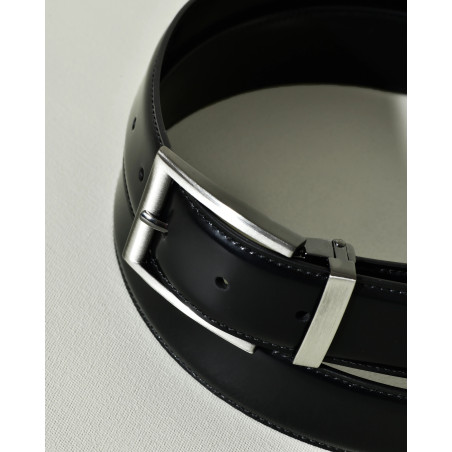 Ceinture en cuir lisse verni noir réglable Falorni