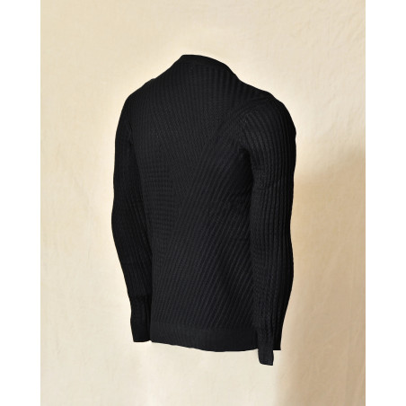 Pull noir en maille côtelée Over-D
