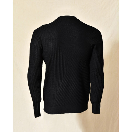 Pull noir en maille côtelée Over-D
