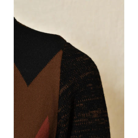Pull noir en maille à motif géométrique multicolore Over-D