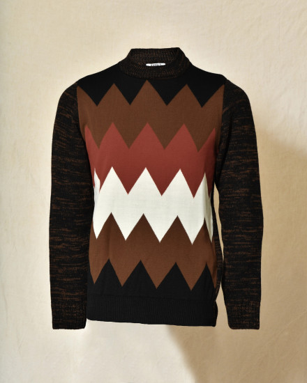 Pull noir en maille à motif géométrique multicolore Over-D