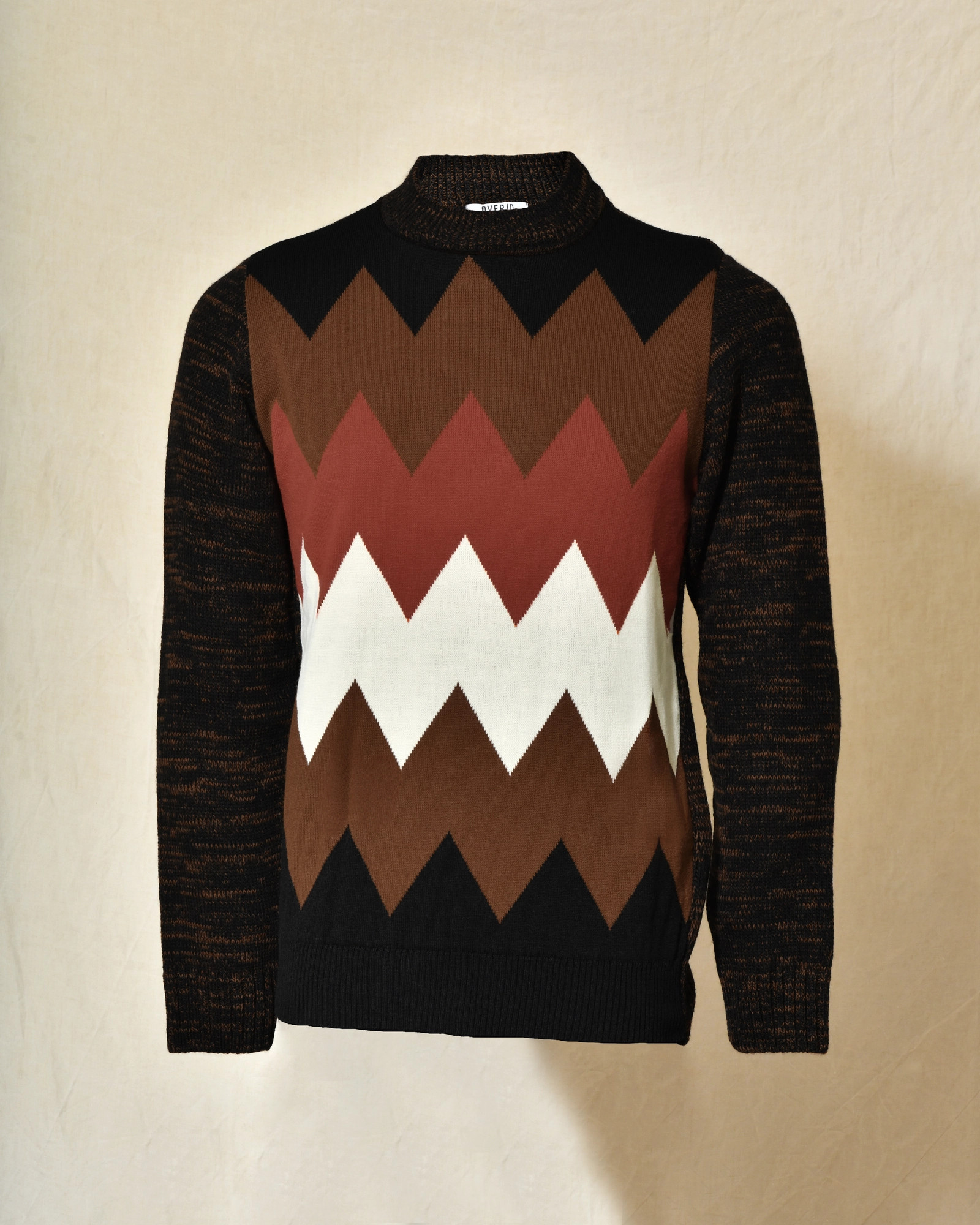 Pull noir en maille à motif géométrique multicolore Over-D