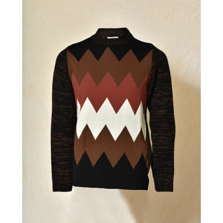 Pull noir en maille à motif géométrique multicolore Over-D