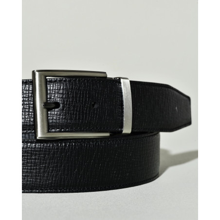 Ceinture en cuir texturé noir réglable Falorni
