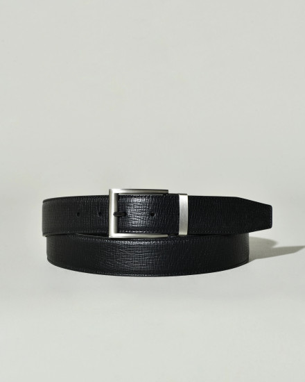 Ceinture en cuir texturé noir réglable Falorni
