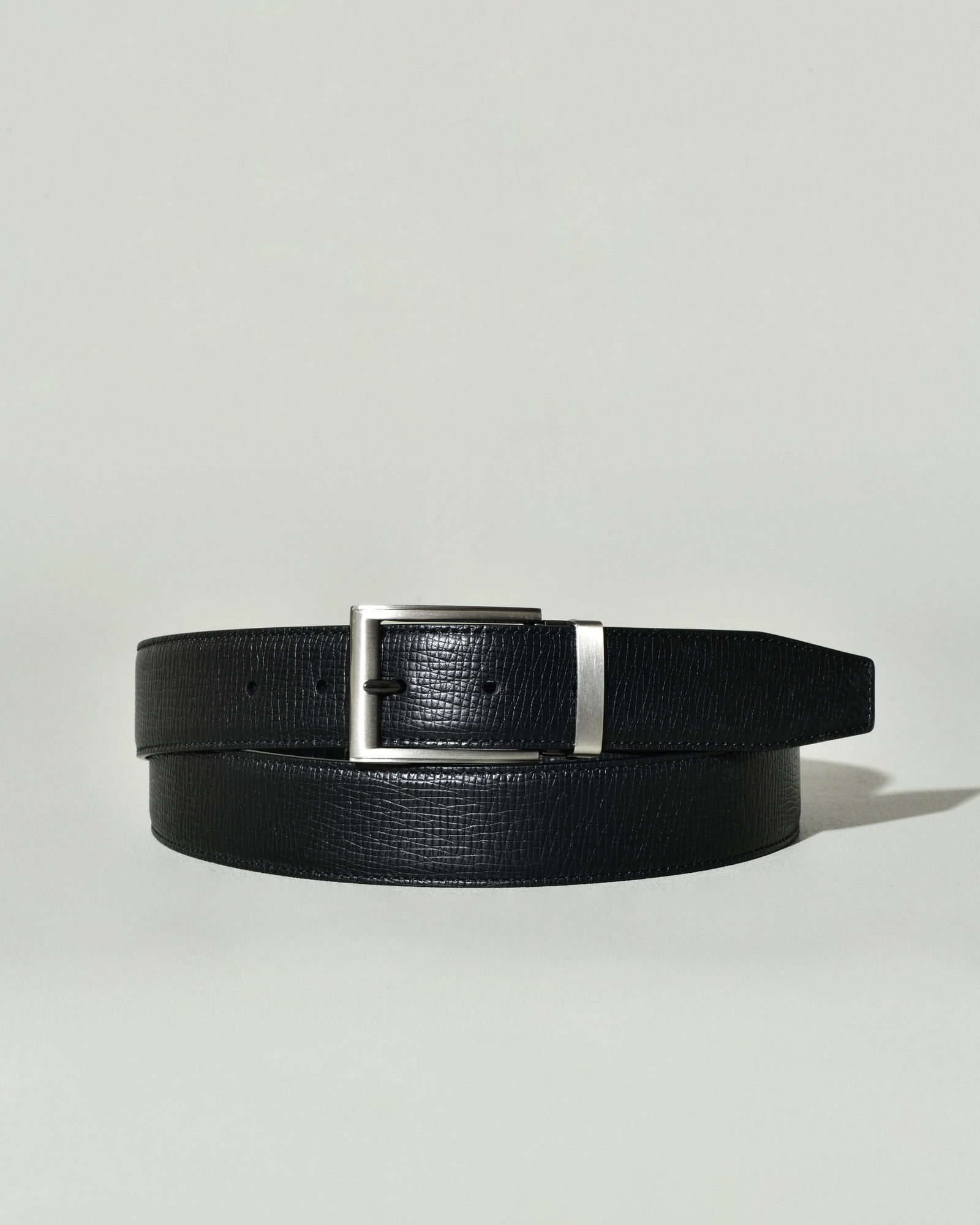 Ceinture en cuir texturé noir réglable Falorni