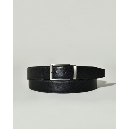 Ceinture en cuir texturé noir réglable Falorni