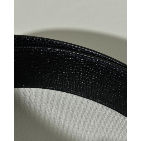 Ceinture en cuir texturé noir réglable Falorni