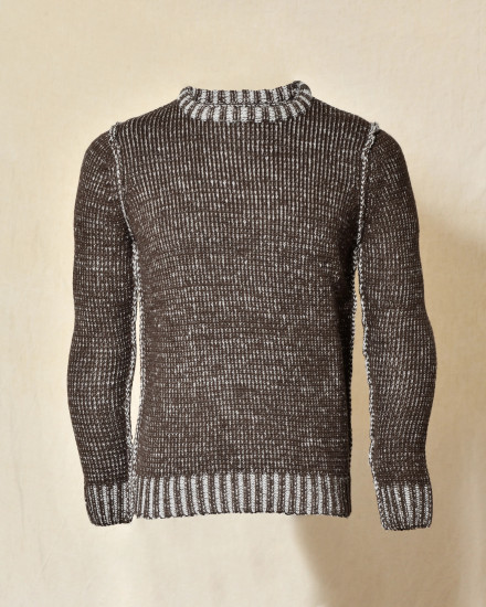 Pull en maille chinée marron Over-D