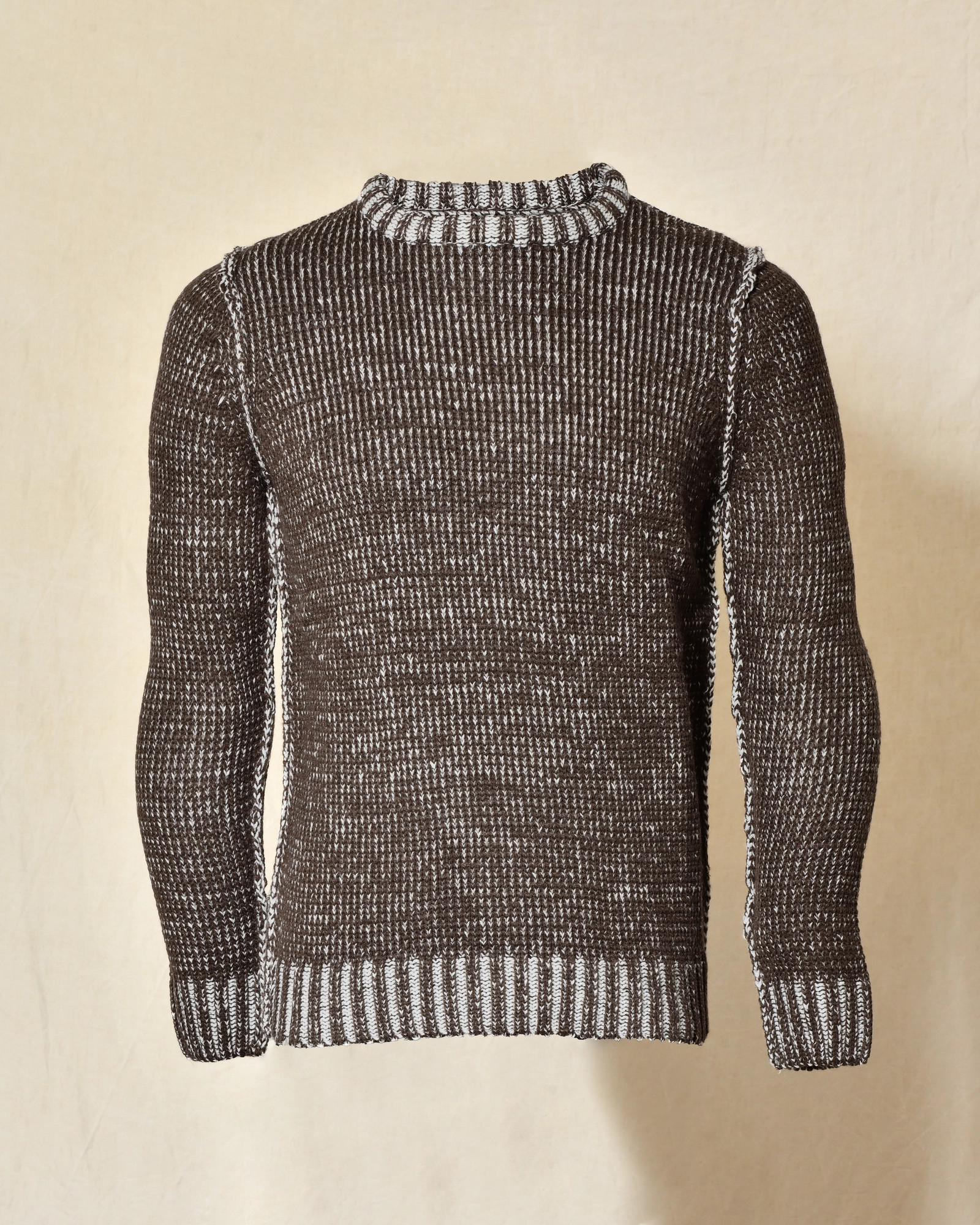 Pull en maille chinée marron Over-D