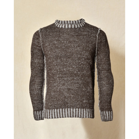 Pull en maille chinée marron Over-D