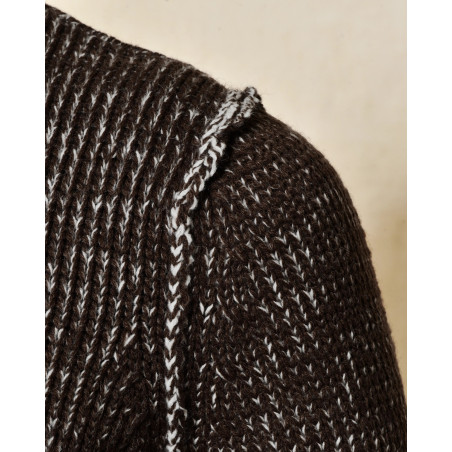 Pull en maille chinée marron Over-D