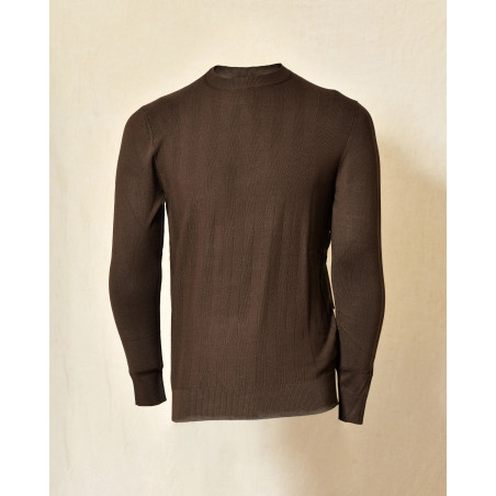Pull en maille marron contrastant Over-D