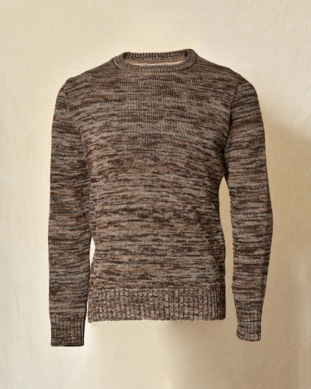 Pull en maille chinée marron Over-D