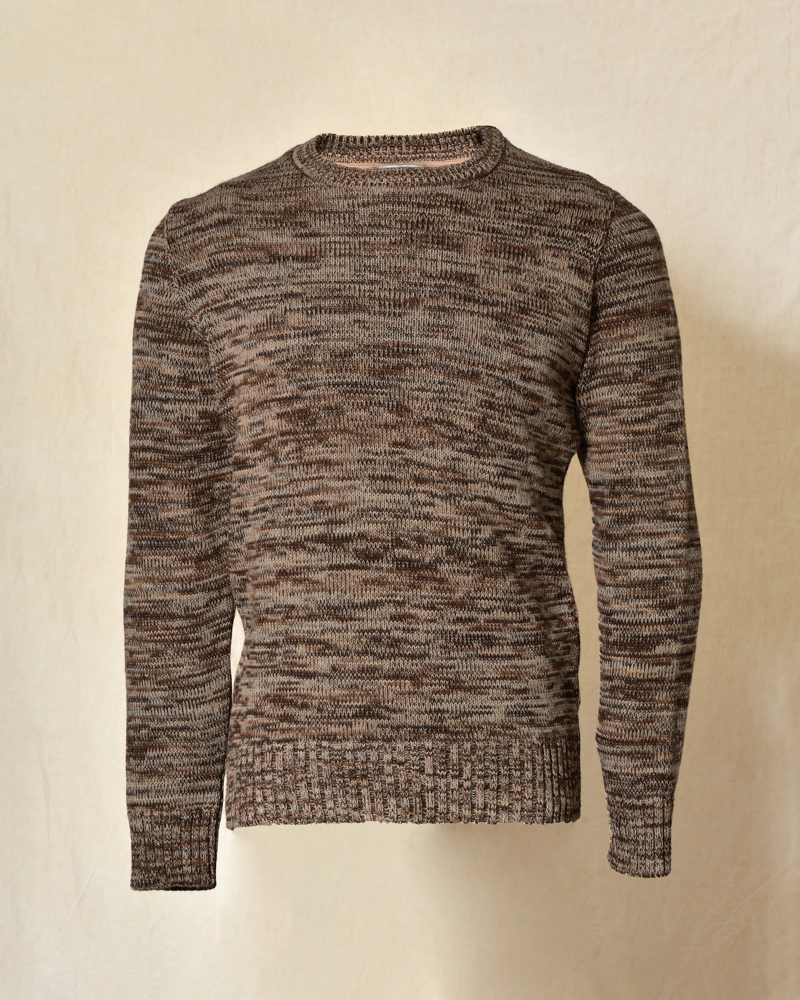 Pull en maille chinée marron Over-D