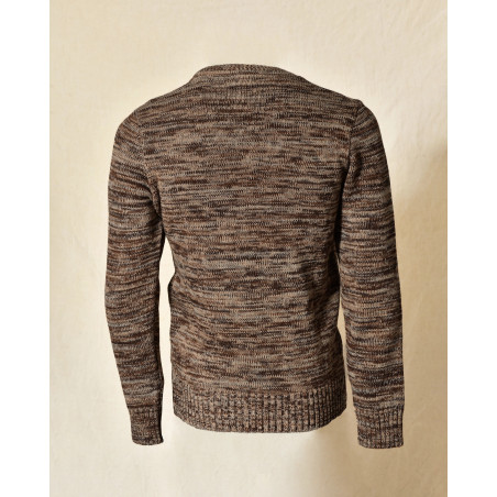 Pull en maille chinée marron Over-D