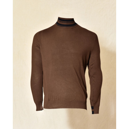 Pull en maille col roulé marron Over-D