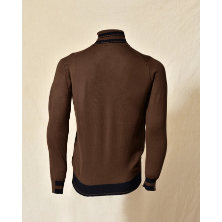 Pull en maille col roulé marron Over-D
