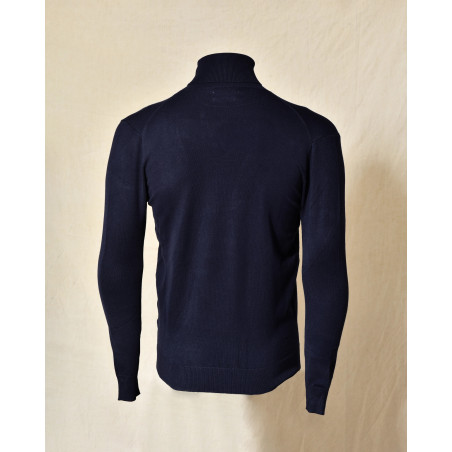Pull en maille col roulé bleu marine Over-D