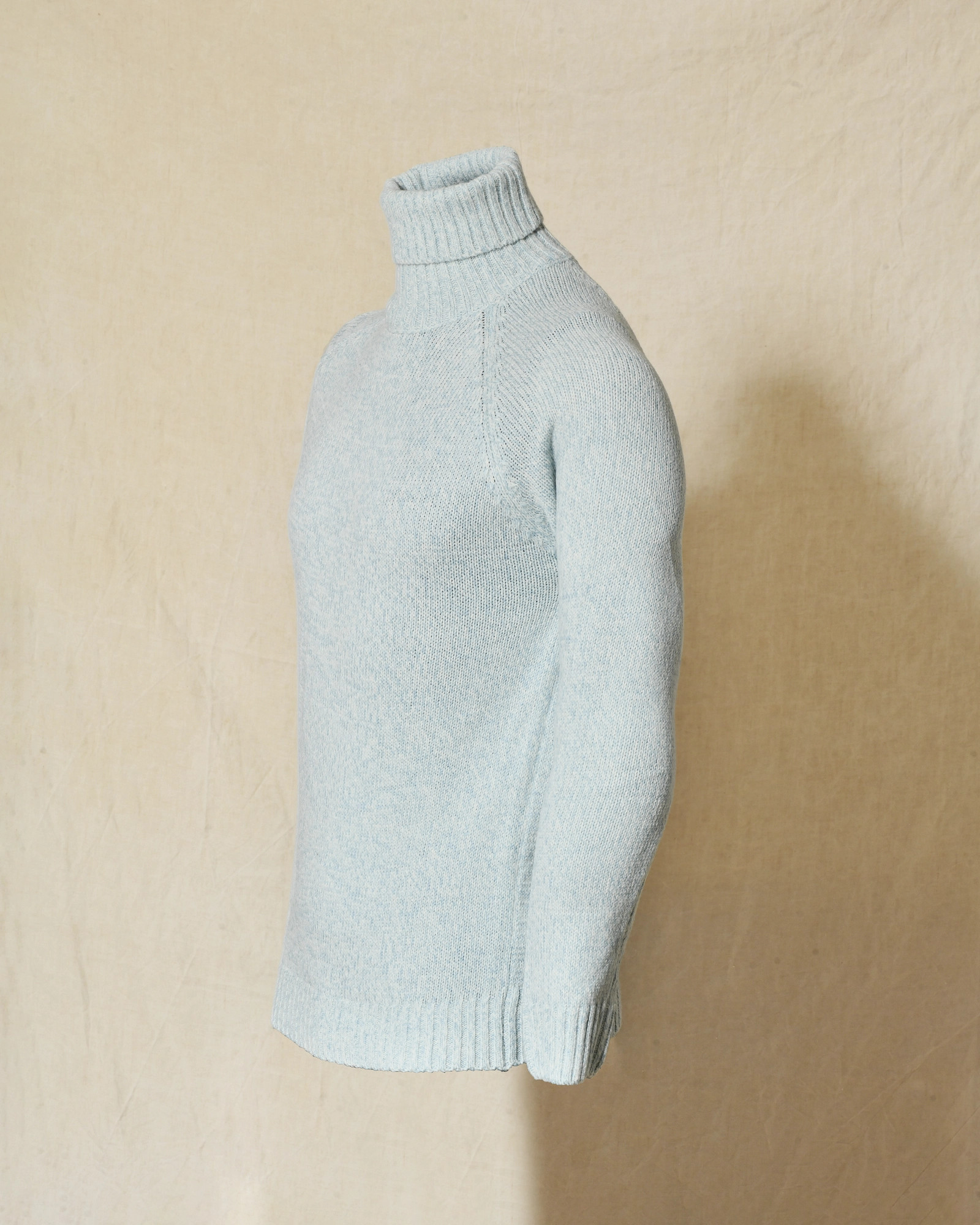 Pull en maille chinée à col roulé bleu Over-D