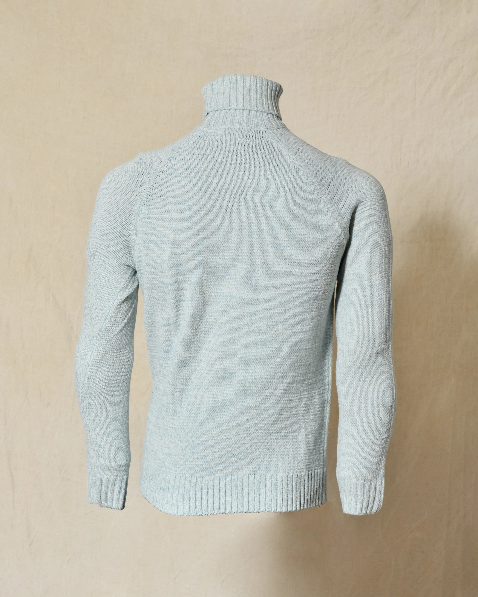 Pull en maille chinée à col roulé bleu Over-D