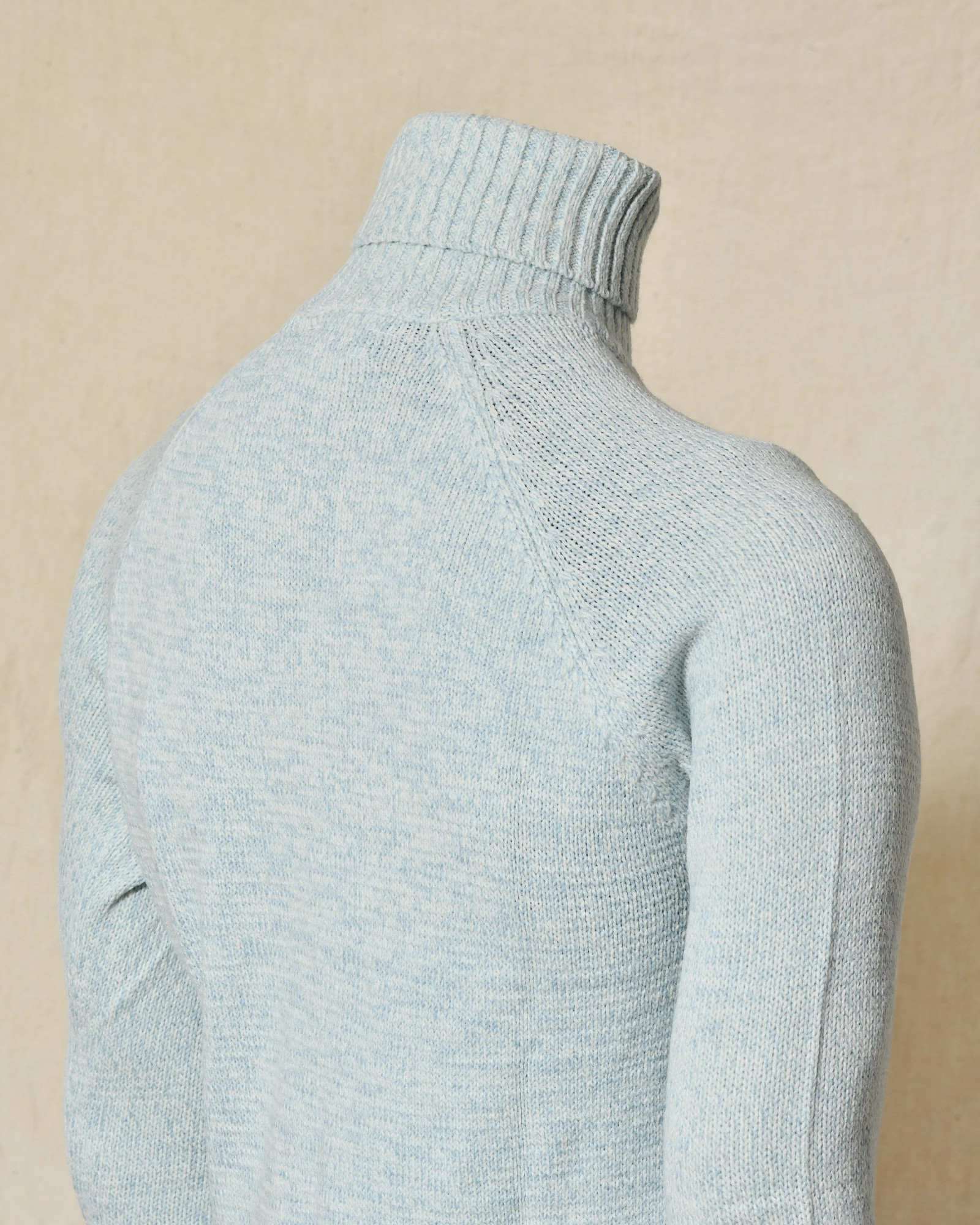 Pull en maille chinée à col roulé bleu Over-D