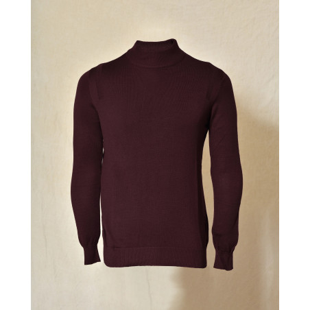 Pull en maille bordeaux à col montant Over-D