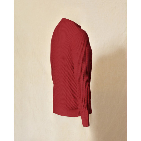 Pull rouge en maille côtelée Over-D