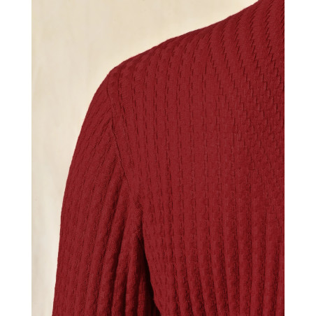 Pull rouge en maille côtelée Over-D