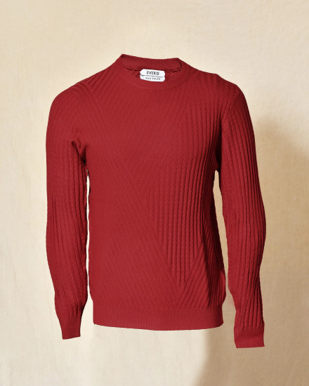 Pull rouge en maille côtelée Over-D
