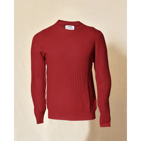 Pull rouge en maille côtelée Over-D