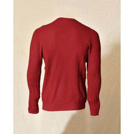 Pull rouge en maille côtelée Over-D