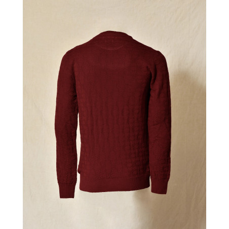 Pull en maille rouge foncé contrastant Over-D