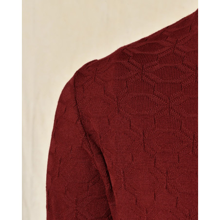 Pull en maille rouge foncé contrastant Over-D