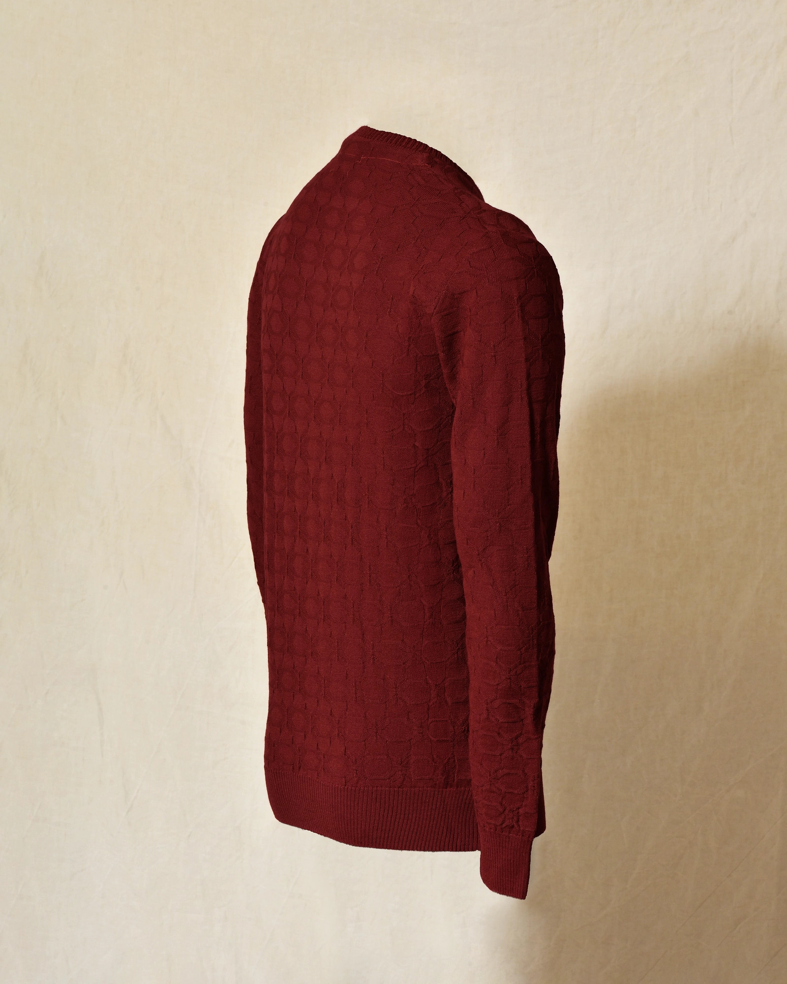 Pull en maille rouge foncé contrastant Over-D