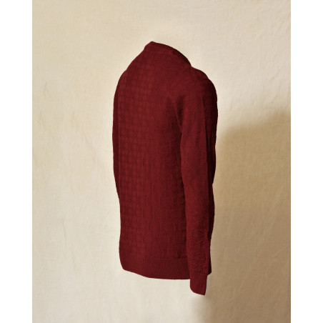Pull en maille rouge foncé contrastant Over-D