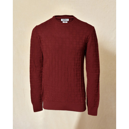 Pull en maille rouge foncé contrastant Over-D