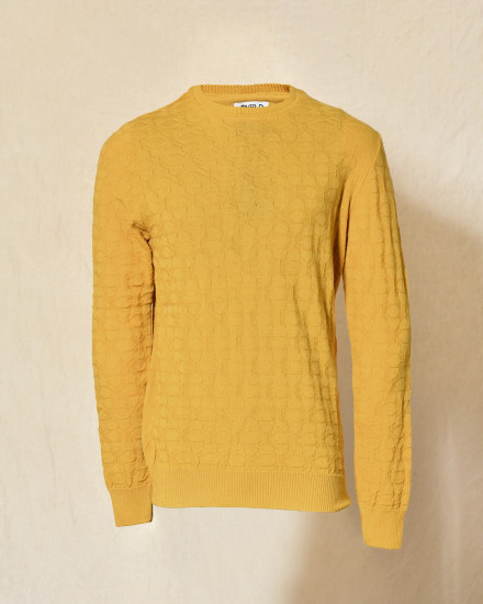 Pull en maille jaune moutarde contrastant Over-D