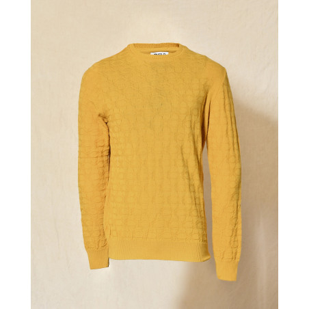 Pull en maille jaune moutarde contrastant Over-D