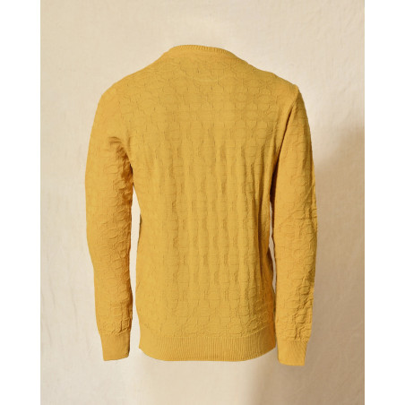 Pull en maille jaune moutarde contrastant Over-D