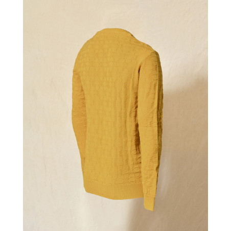 Pull en maille jaune moutarde contrastant Over-D