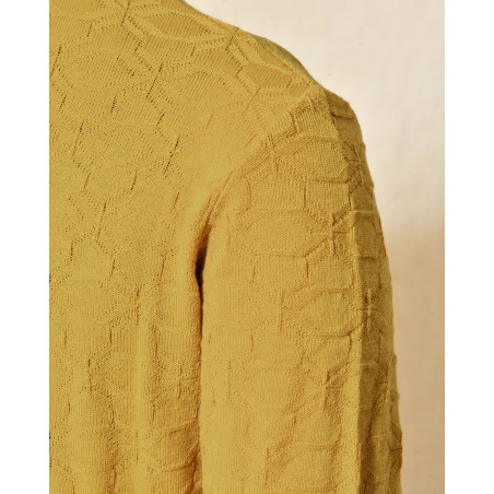 Pull en maille jaune moutarde contrastant Over-D