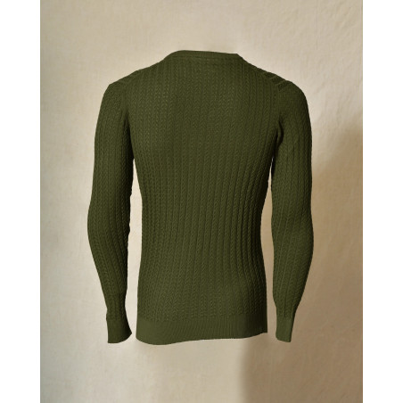 Pull en maille texturée kaki Over-D