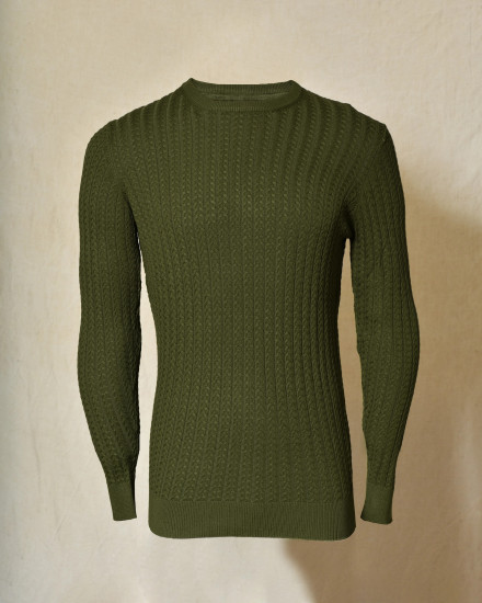 Pull en maille texturée kaki Over-D
