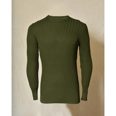 Pull en maille texturée kaki Over-D