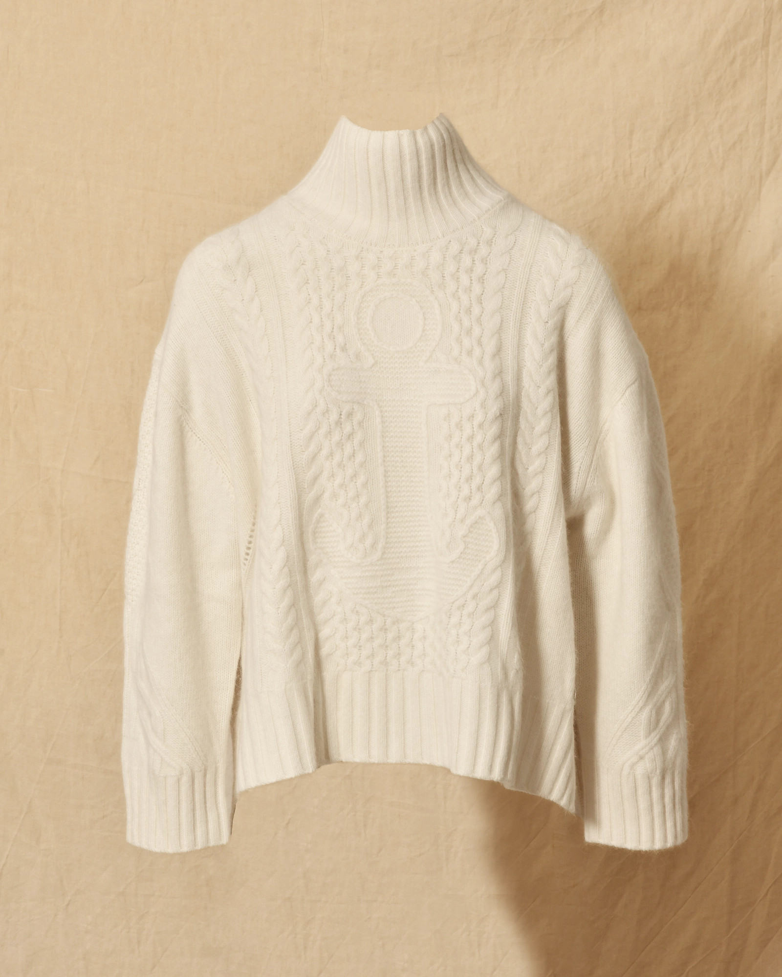 Pull en laine torsadée à col roulé écru Ma Petite Capsule